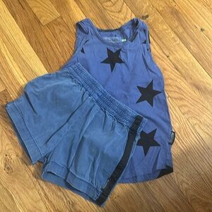 Nununu navy tank with stars and matching shorts, size 4-5